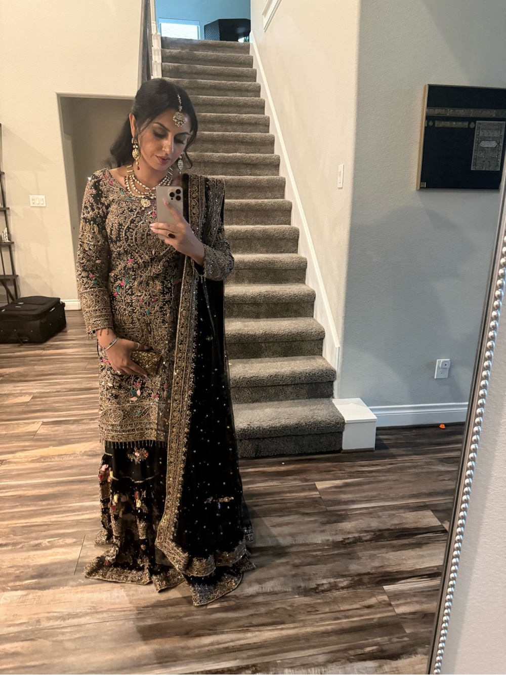 Embroidered Black & Gold Pakistani/Indian Bridal Outfit